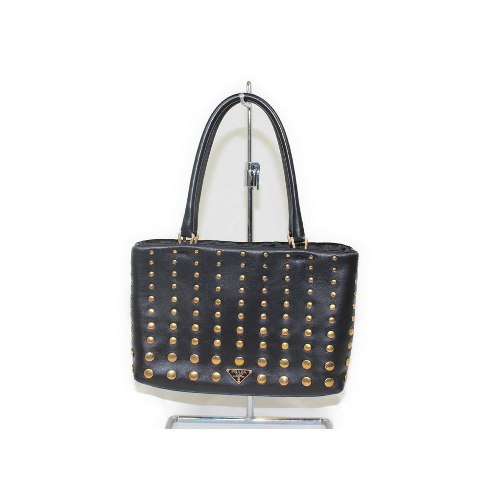Prada Studded Handbag Black Tote - Picture 2 of 7